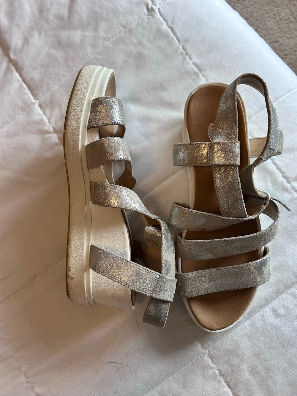 Dr. Scholl's Shimmery Silver Platform Sandals